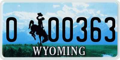 WY license plate 000363