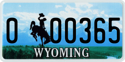 WY license plate 000365
