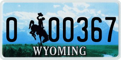 WY license plate 000367