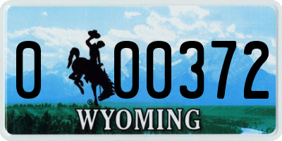 WY license plate 000372