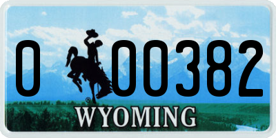 WY license plate 000382