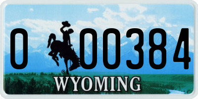 WY license plate 000384