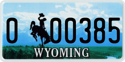 WY license plate 000385