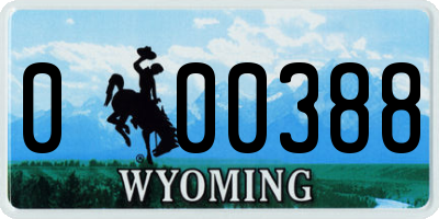 WY license plate 000388
