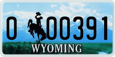 WY license plate 000391