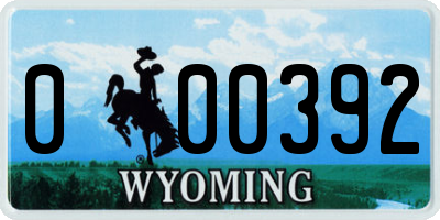 WY license plate 000392