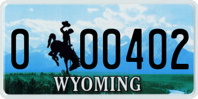 WY license plate 000402