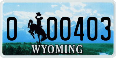 WY license plate 000403