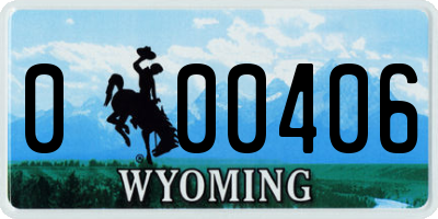 WY license plate 000406