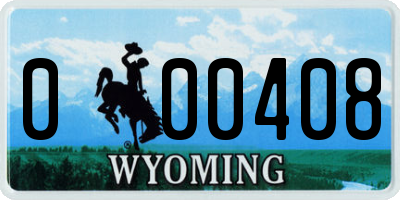 WY license plate 000408