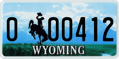 WY license plate 000412