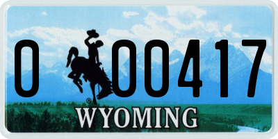 WY license plate 000417