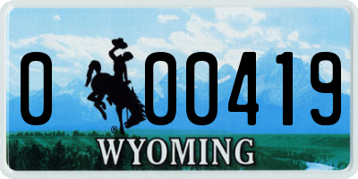 WY license plate 000419