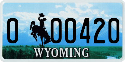 WY license plate 000420