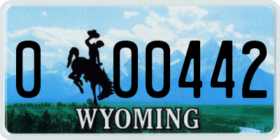 WY license plate 000442