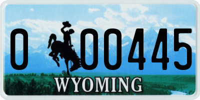 WY license plate 000445