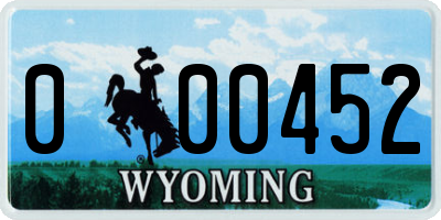 WY license plate 000452