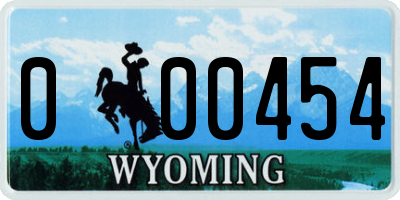 WY license plate 000454