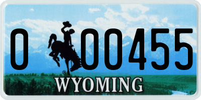 WY license plate 000455