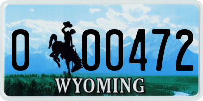 WY license plate 000472