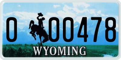 WY license plate 000478