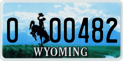 WY license plate 000482