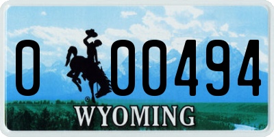 WY license plate 000494