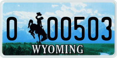 WY license plate 000503