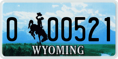 WY license plate 000521