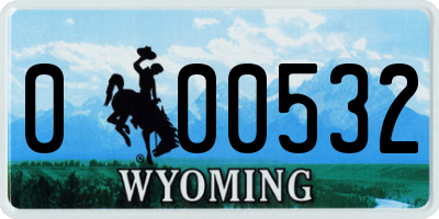 WY license plate 000532