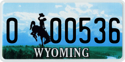 WY license plate 000536