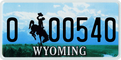 WY license plate 000540