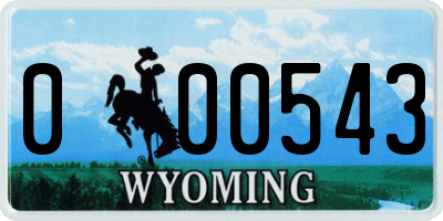 WY license plate 000543