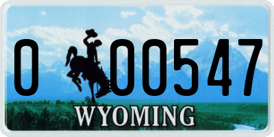 WY license plate 000547