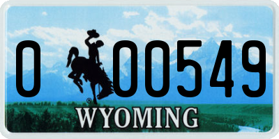 WY license plate 000549