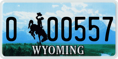 WY license plate 000557