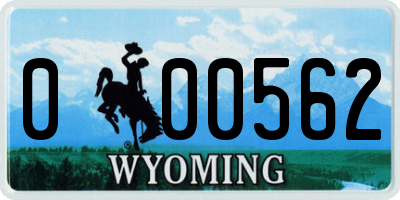 WY license plate 000562