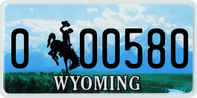WY license plate 000580