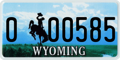 WY license plate 000585