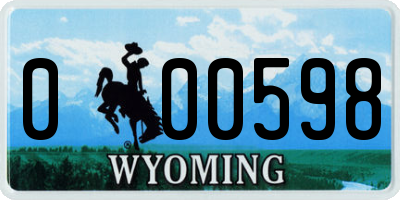 WY license plate 000598