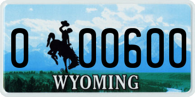 WY license plate 000600