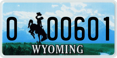 WY license plate 000601