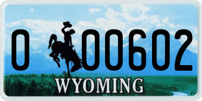 WY license plate 000602