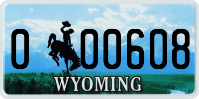WY license plate 000608