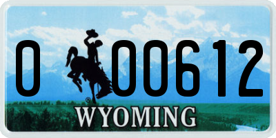 WY license plate 000612