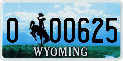 WY license plate 000625