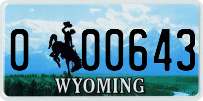 WY license plate 000643