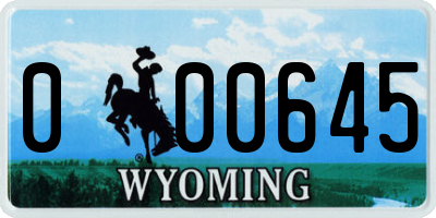 WY license plate 000645