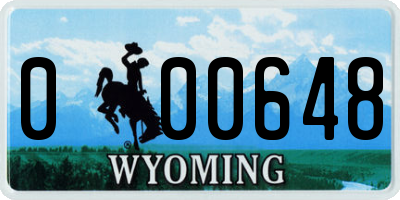 WY license plate 000648