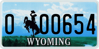 WY license plate 000654